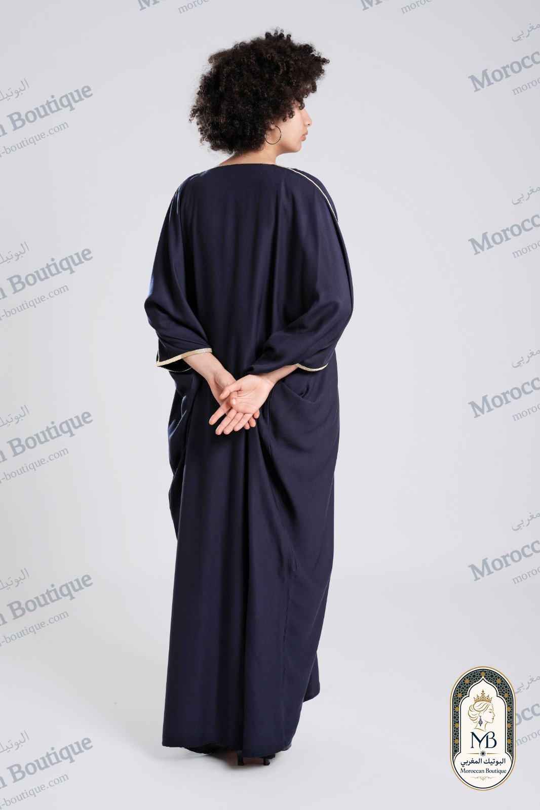 جلابية مغربية فاخرة - أزرق داكن angle 3